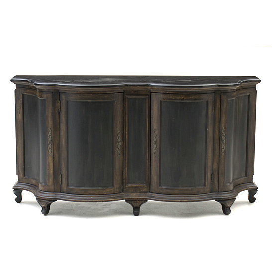 Double Bow Front Console Table with Granite Top by Pulaski