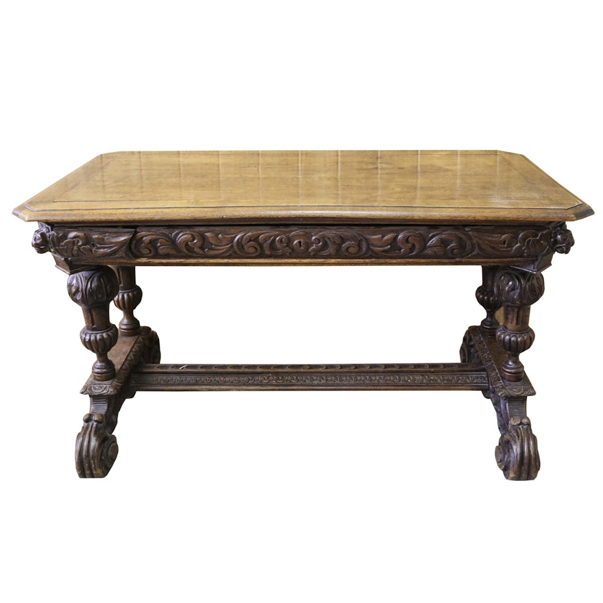 French Carved Oak Table