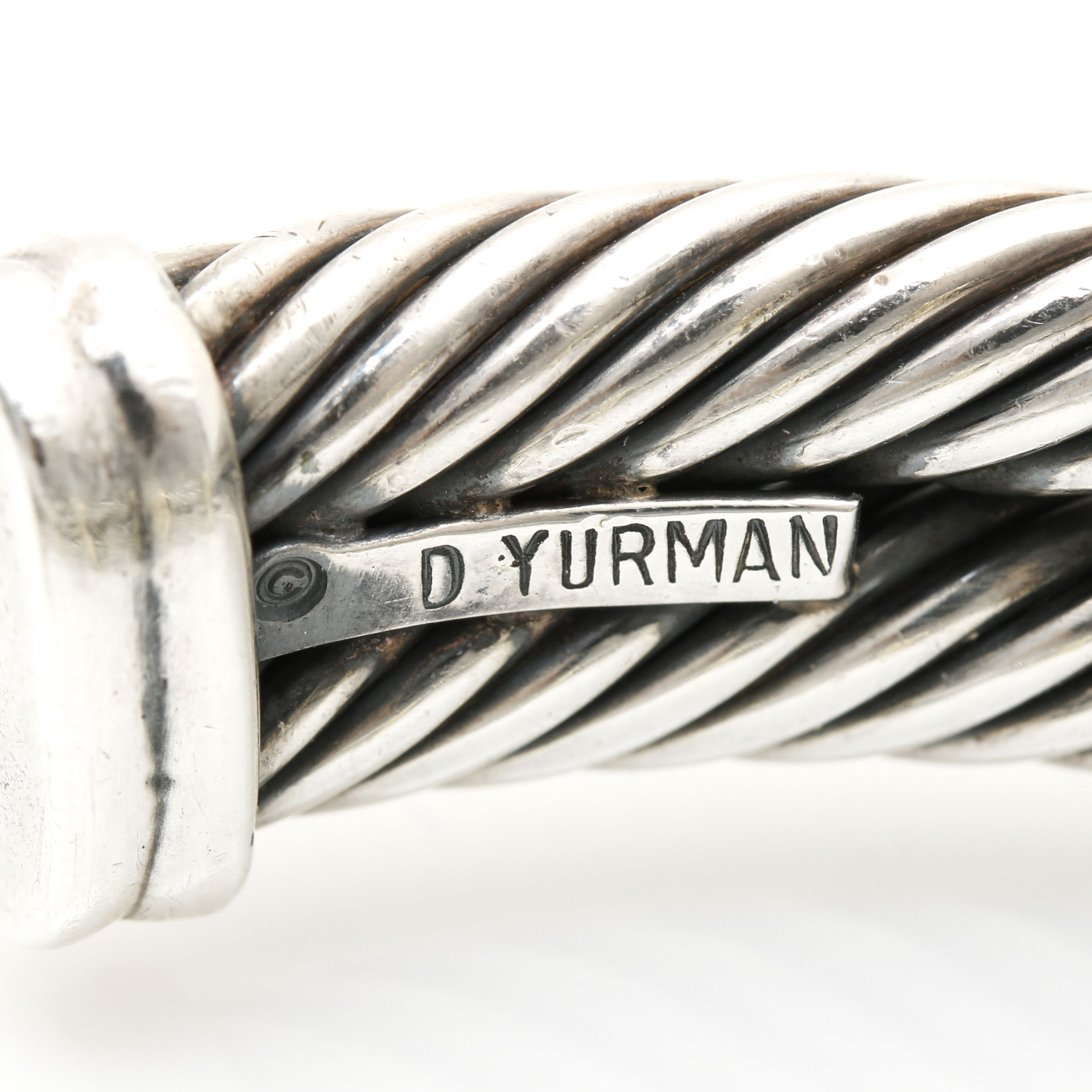 David Yurman Sterling Silver and 14K Yellow Gold Cable Cuff