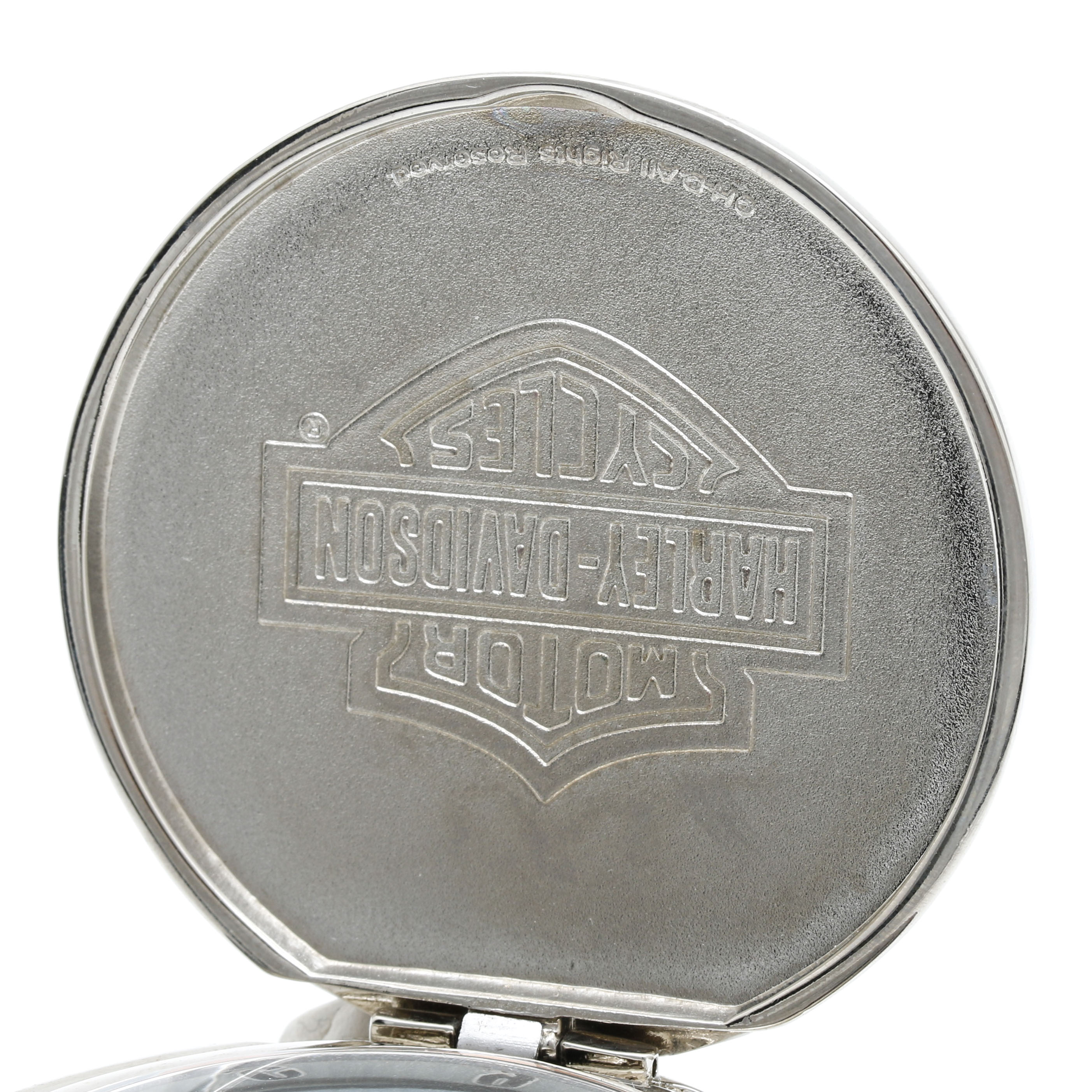 Franklin Mint "Collector Watch" Harley Davidson Knucklehead Pocket Watch, Fob Chain, and Belt Clip Pouch