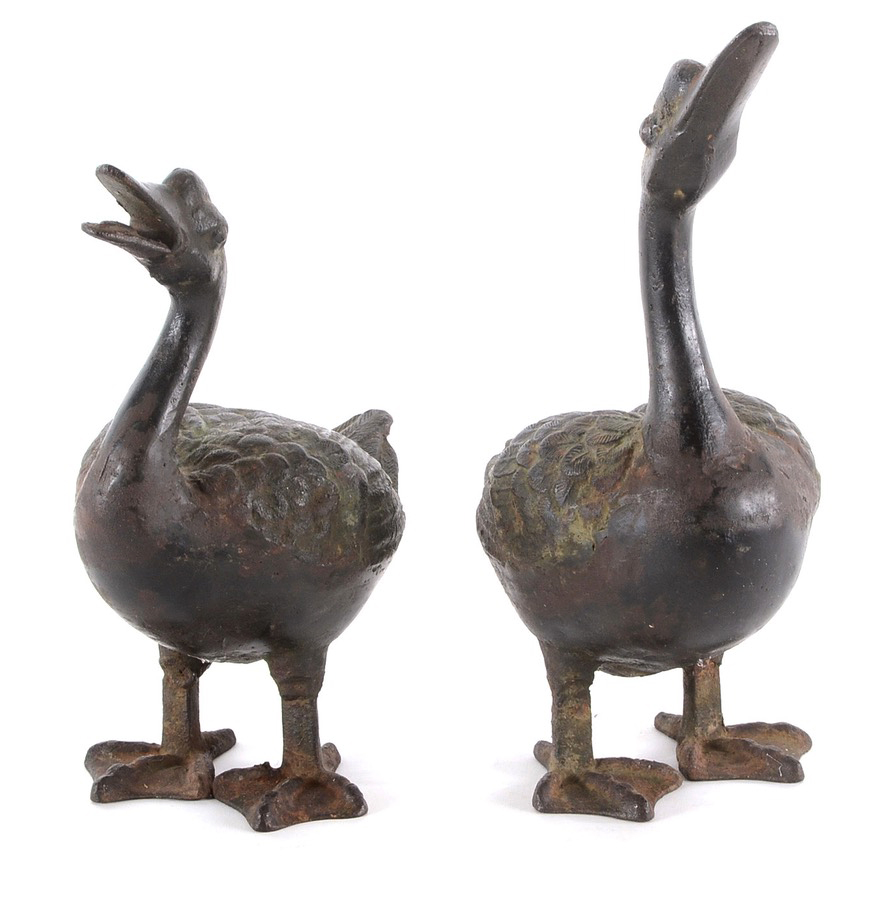 Japanese Cast Iron Duck Sculptures