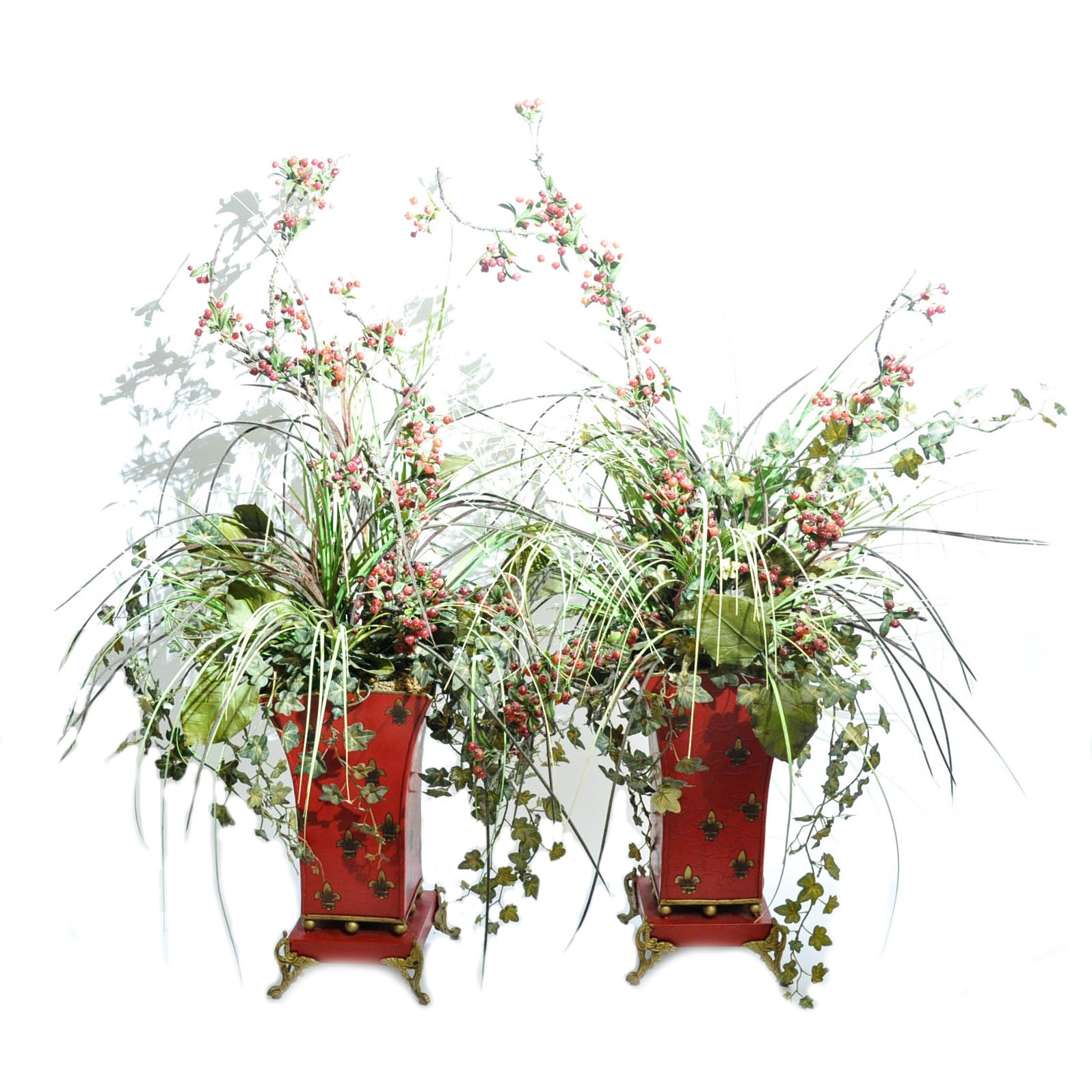 Pair of Decorative Silk Arrangements