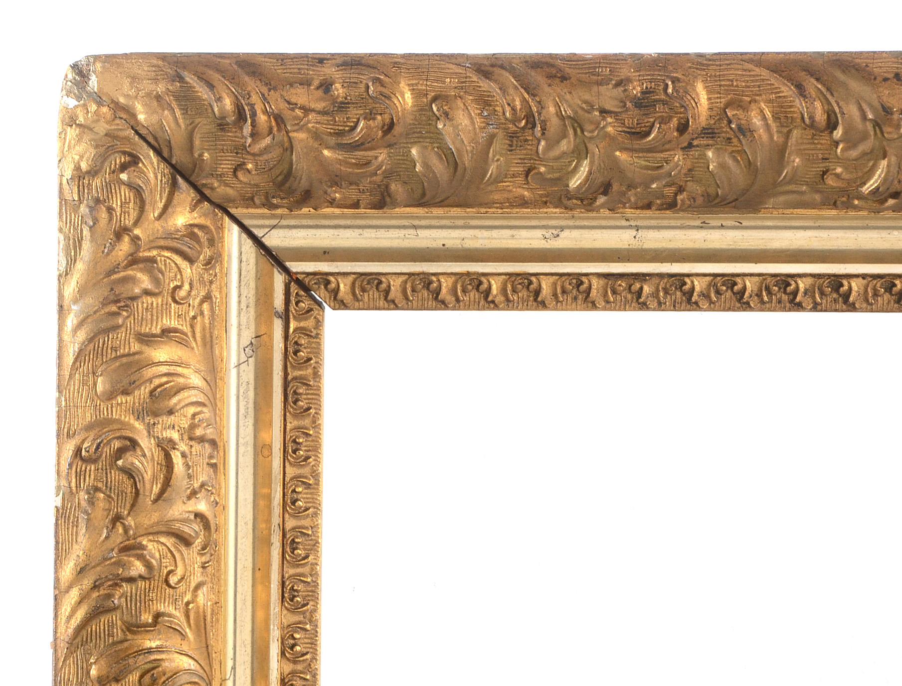 Wall Mirror with Gold Tone Gesso Frame