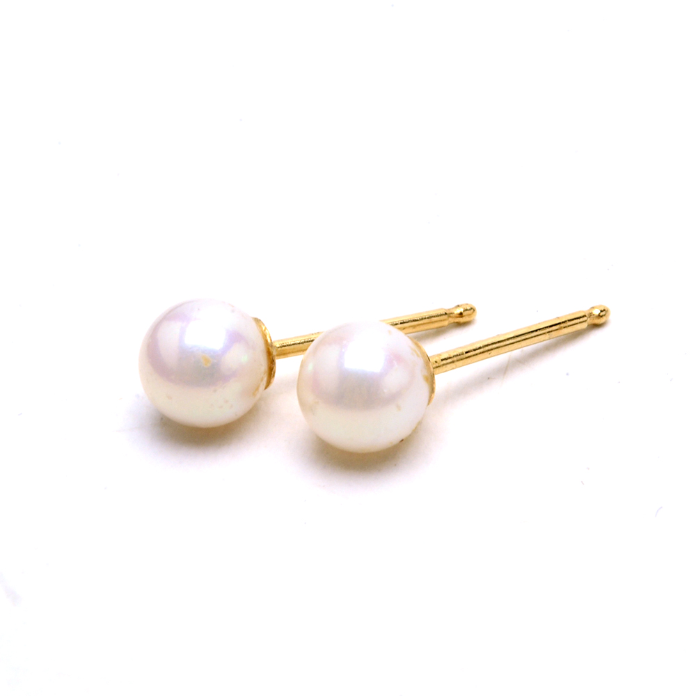 14K Yellow Gold Cultured Pearl Post Earrings