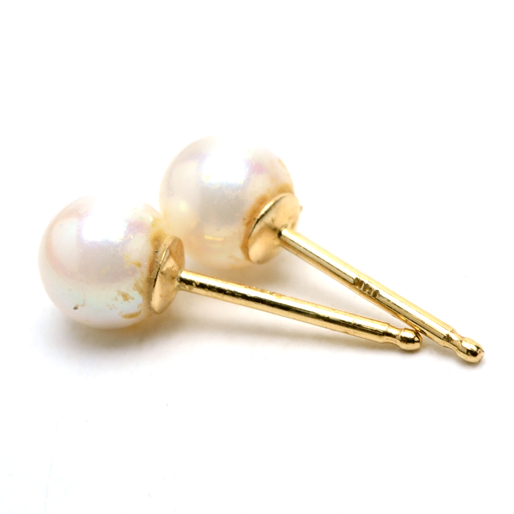 14K Yellow Gold Cultured Pearl Post Earrings