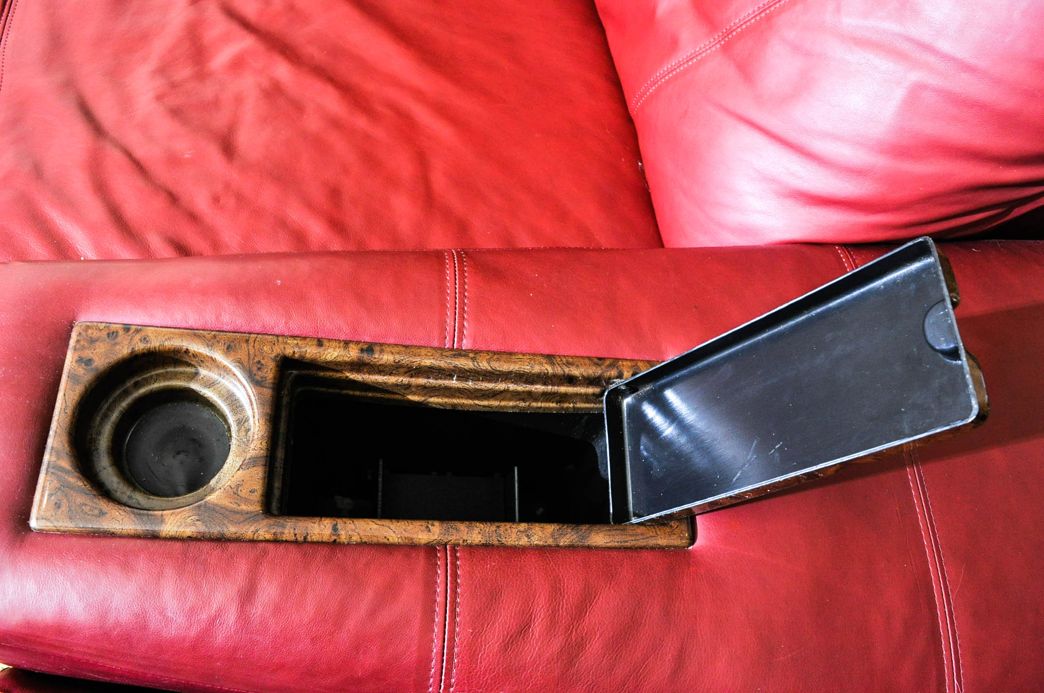 Red Leather Reclining Sofa