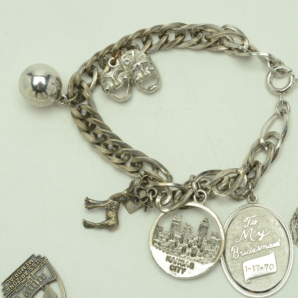 Three Sterling Charm Bracelets