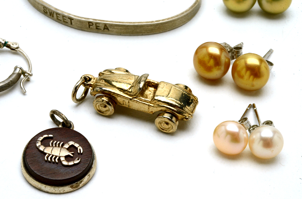 Sterling Jewelry Assortment Including Pearl Stud Earrings