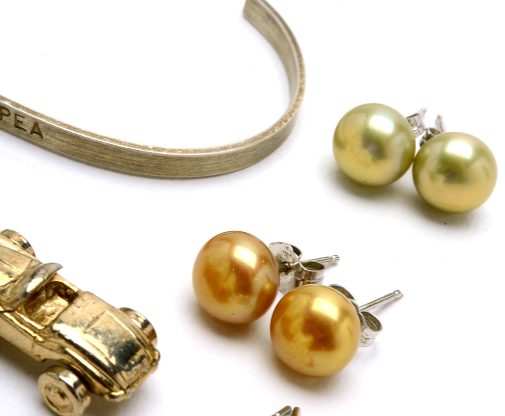 Sterling Jewelry Assortment Including Pearl Stud Earrings