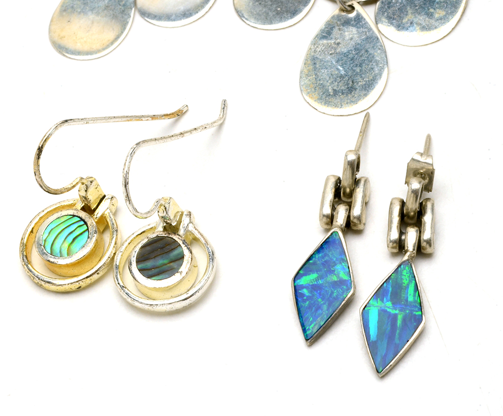 Sterling Jewelry Assortment Including Pearl Stud Earrings