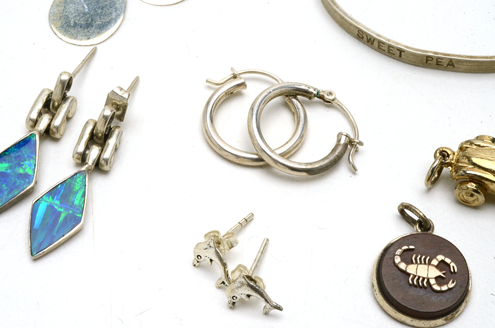 Sterling Jewelry Assortment Including Pearl Stud Earrings