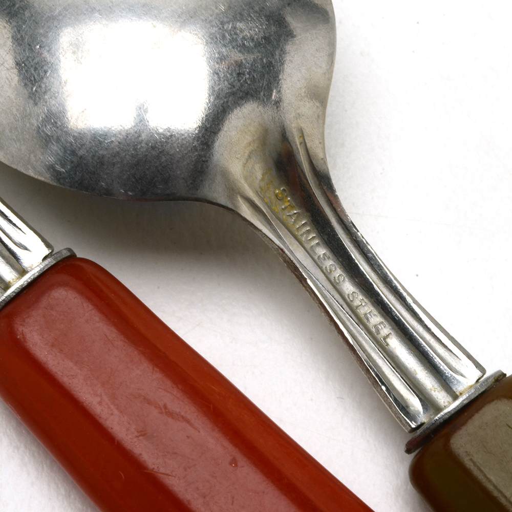 1940s Children's Spoon and Fork Sets with Bakelite Handles