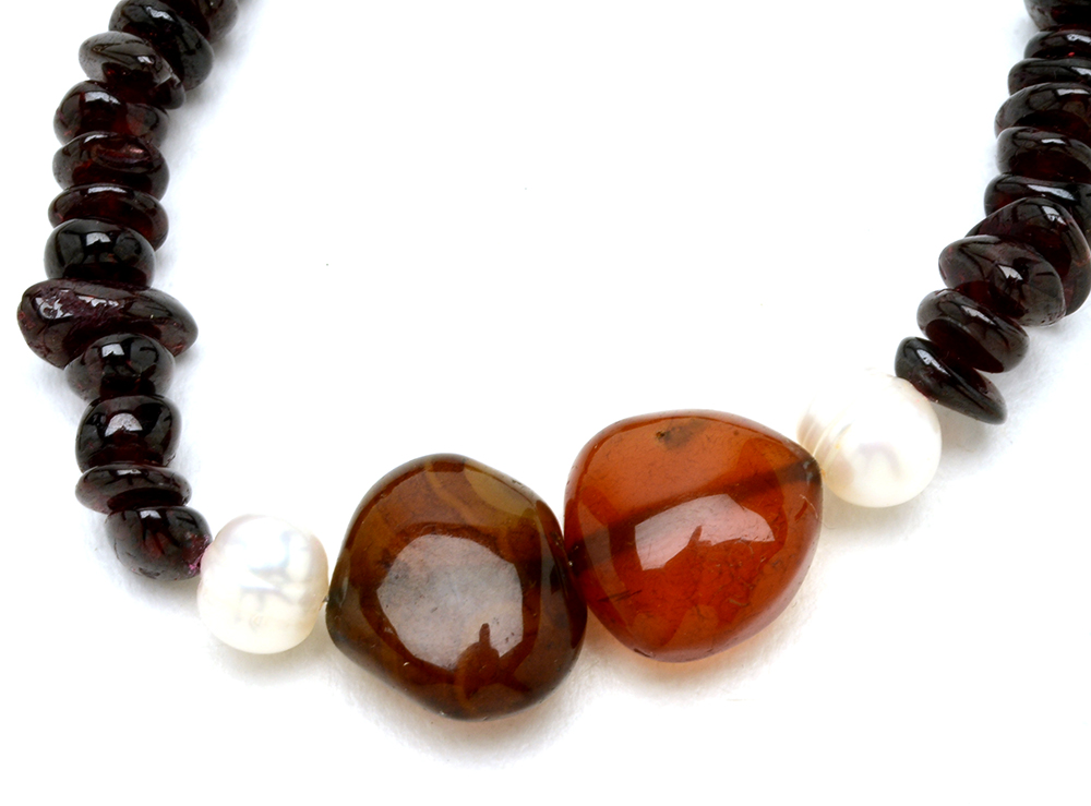 Sterling and Stone Bead Necklace Pair