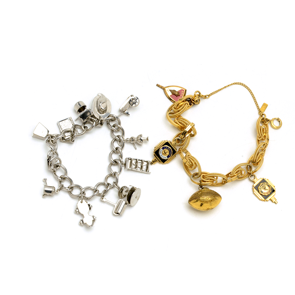Charm Bracelets Marino Articulated and Monet Vintage High School