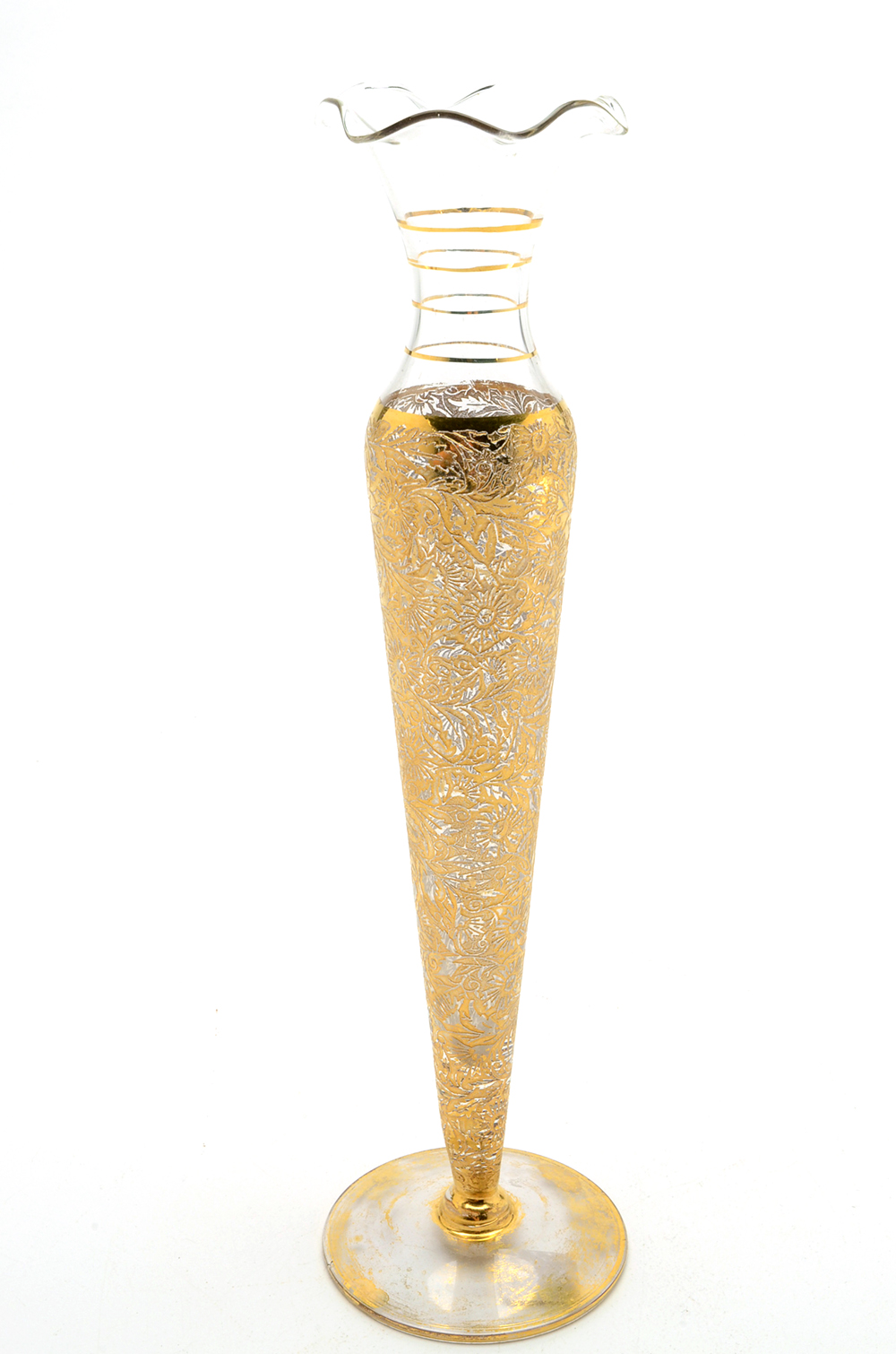 Group Glass Floral Gilded Bud Vases