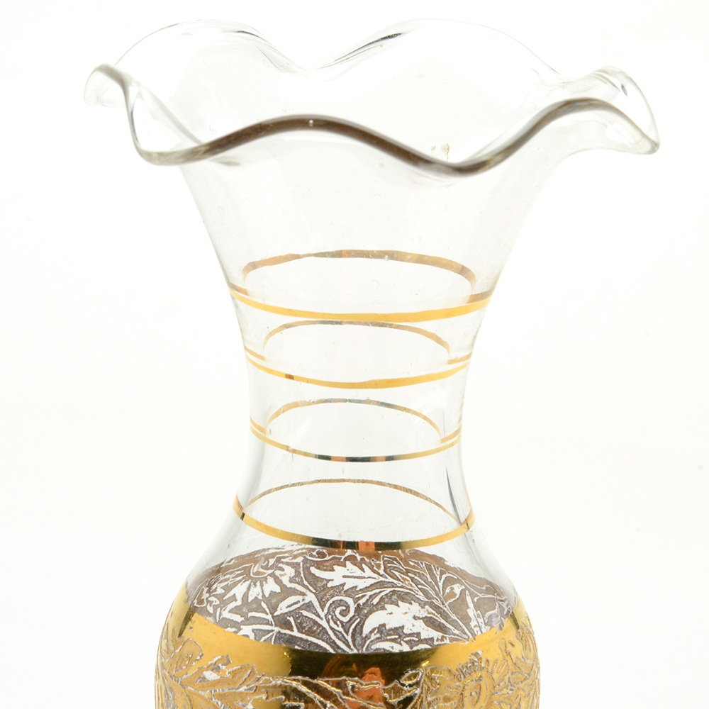 Group Glass Floral Gilded Bud Vases
