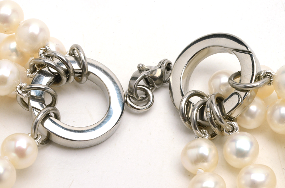 Cultured Freshwater Pearl Multi Strand Necklace and Pearl Ring