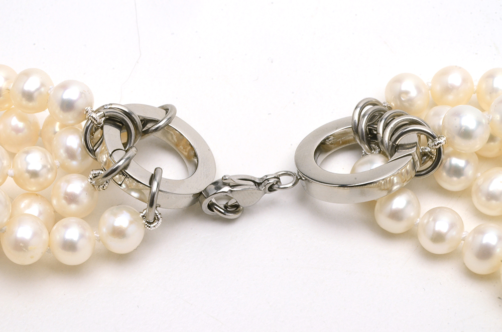 Cultured Freshwater Pearl Multi Strand Necklace and Pearl Ring