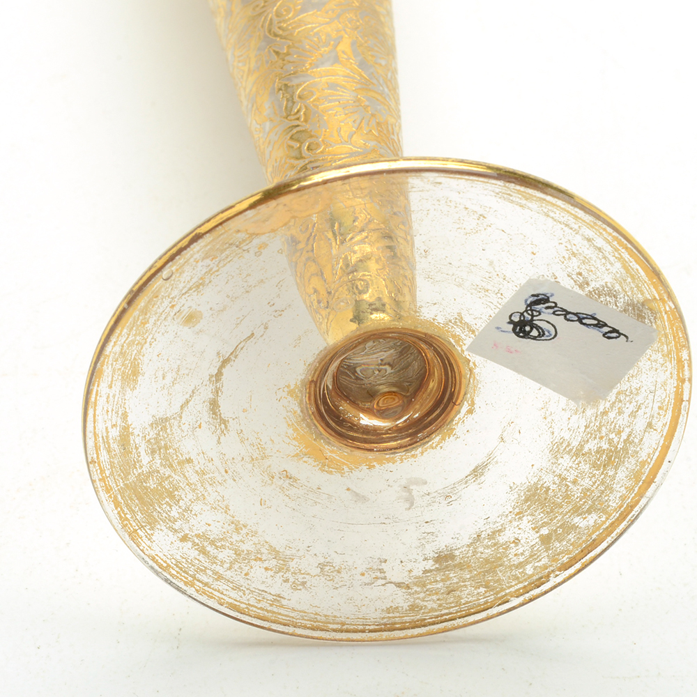 Group Glass Floral Gilded Bud Vases