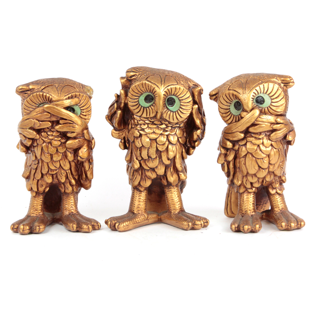 1960s Progressive Art Products, Inc. Wise Chalkware Owls