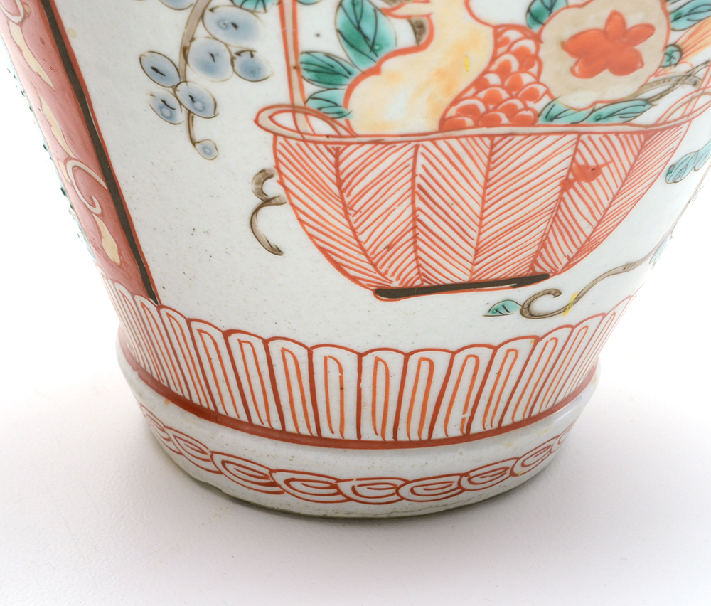 Pair Of Hand-painted Japanese Ginger Jars