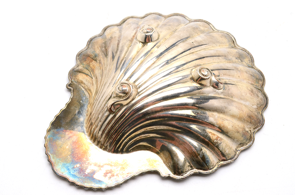 Silver Plate Shell Tray