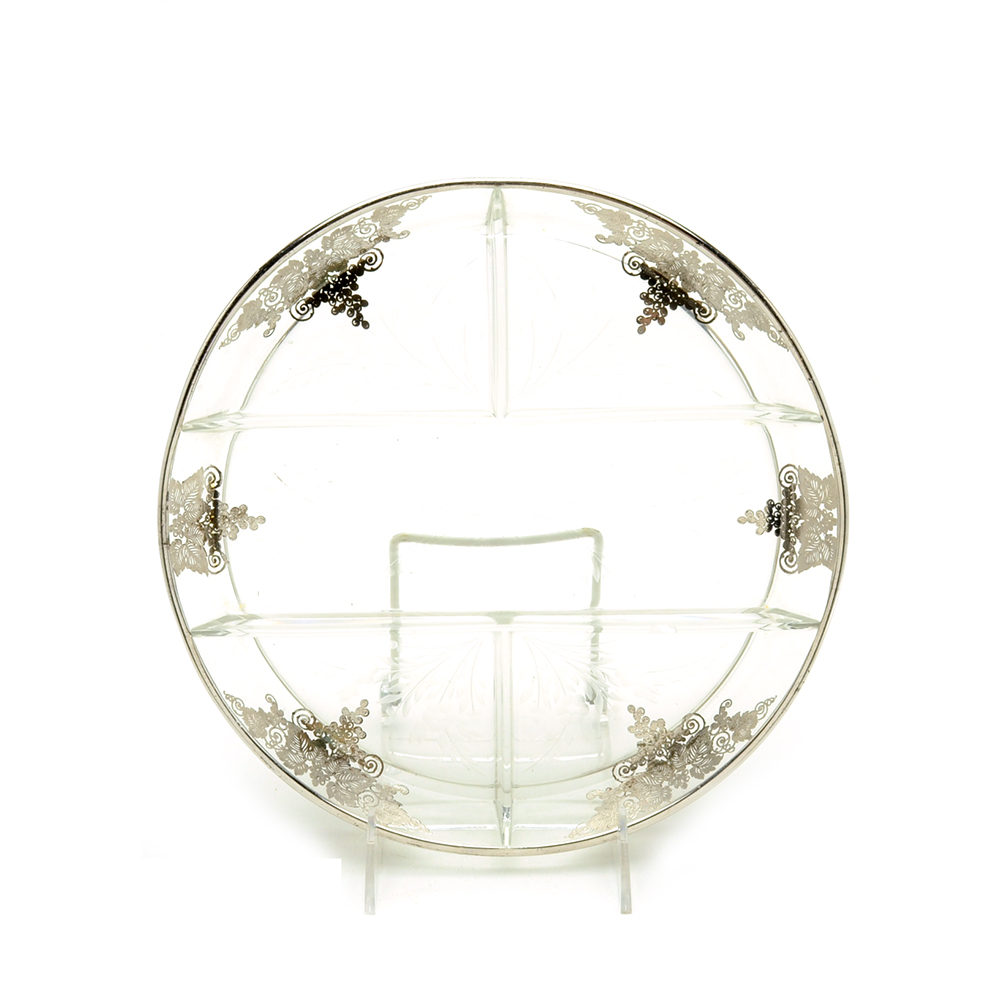 Decorative Divided Glass Serving Tray