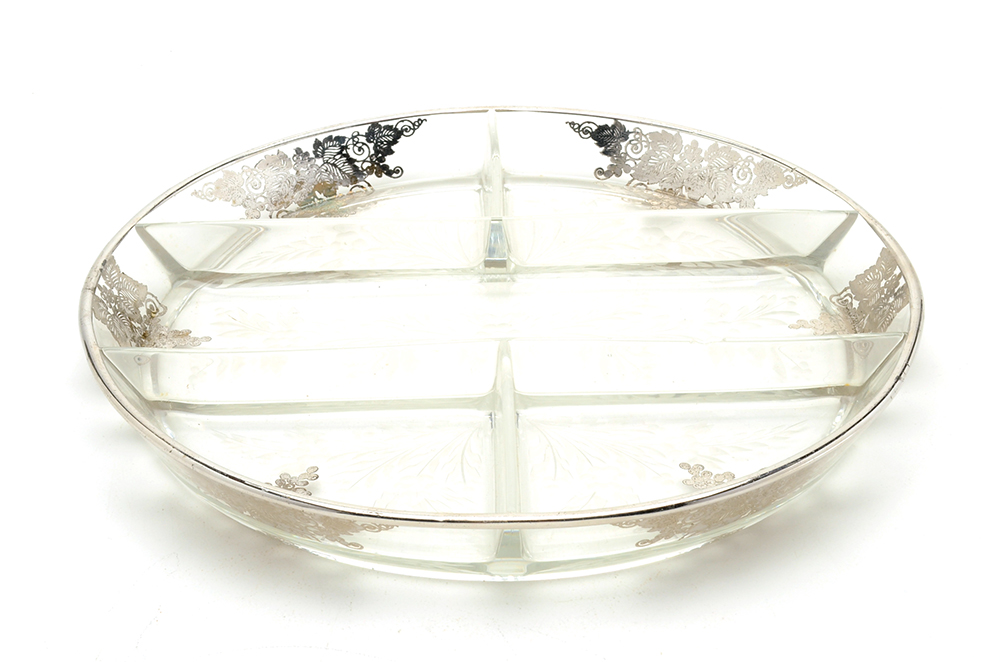Decorative Divided Glass Serving Tray
