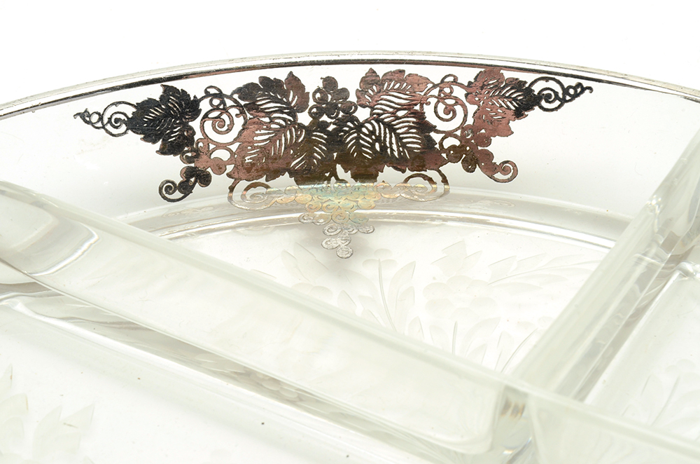 Decorative Divided Glass Serving Tray