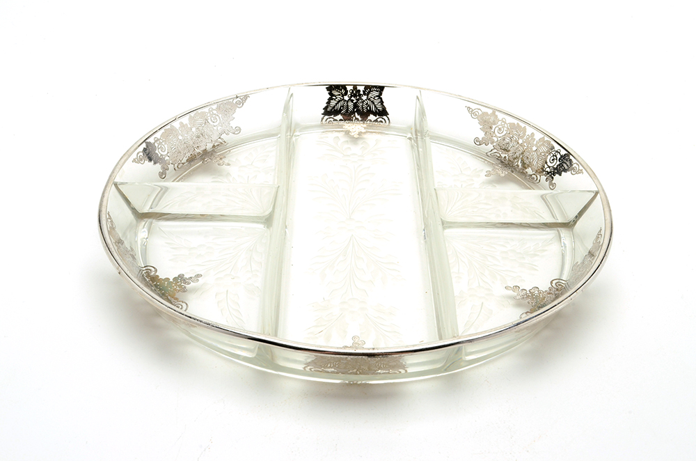 Decorative Divided Glass Serving Tray