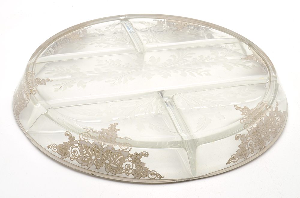Decorative Divided Glass Serving Tray