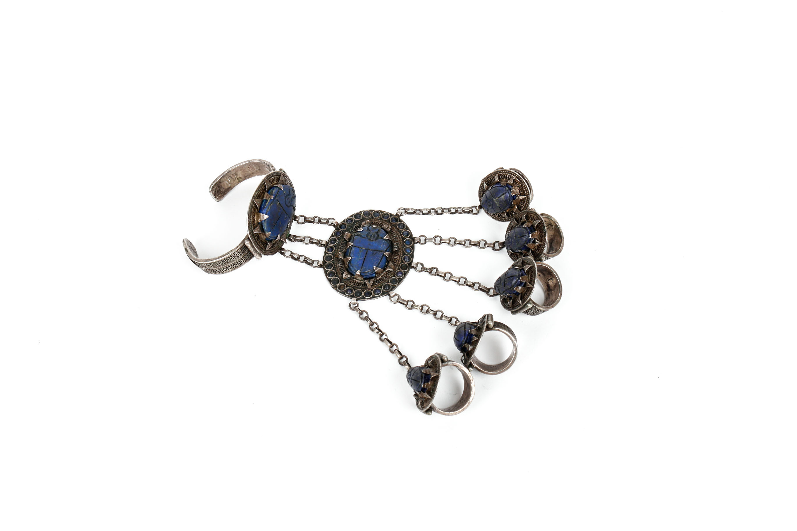 Sterling Silver and Lapis Lazuli  Handflower Bracelet