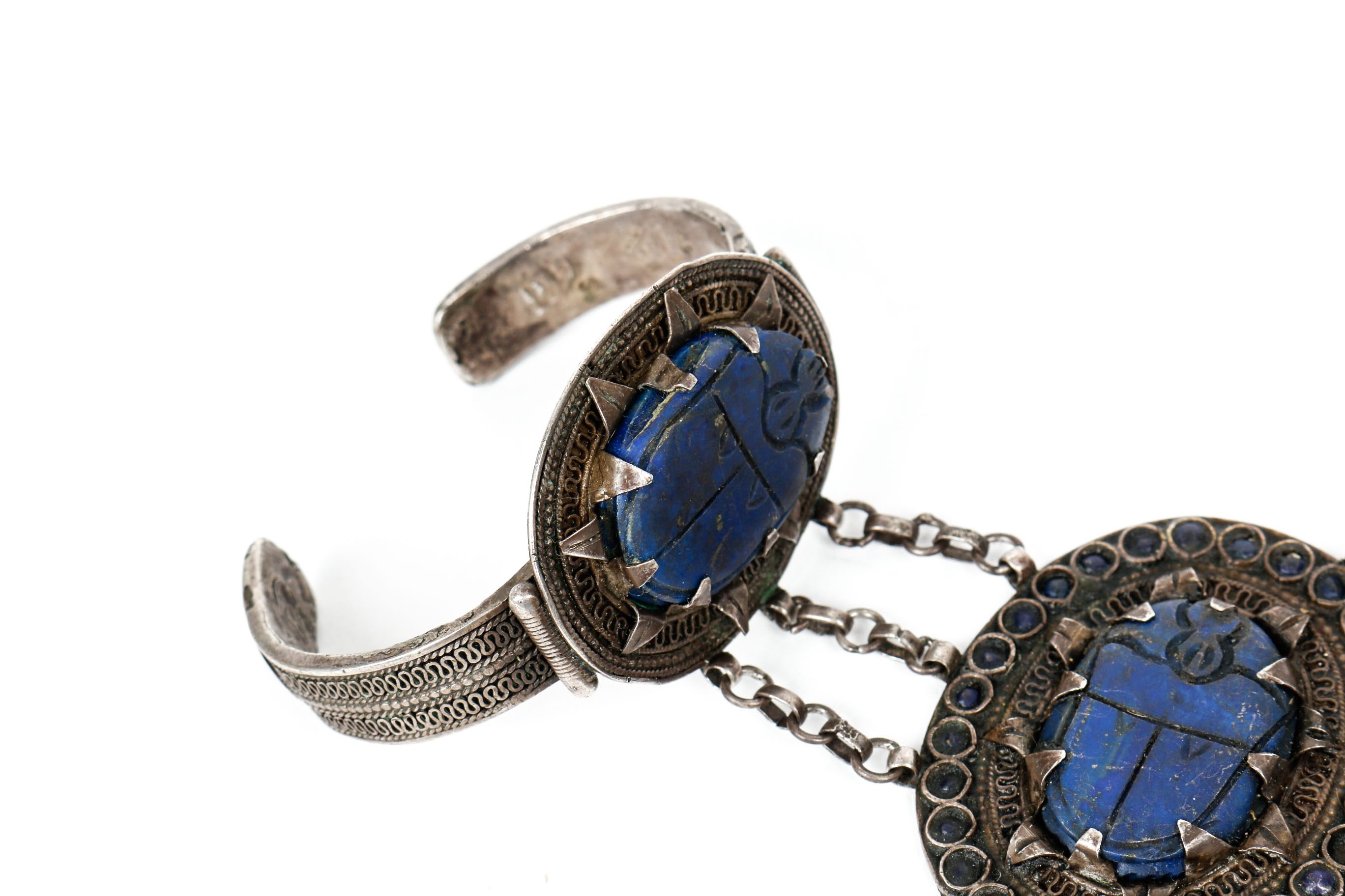 Sterling Silver and Lapis Lazuli  Handflower Bracelet