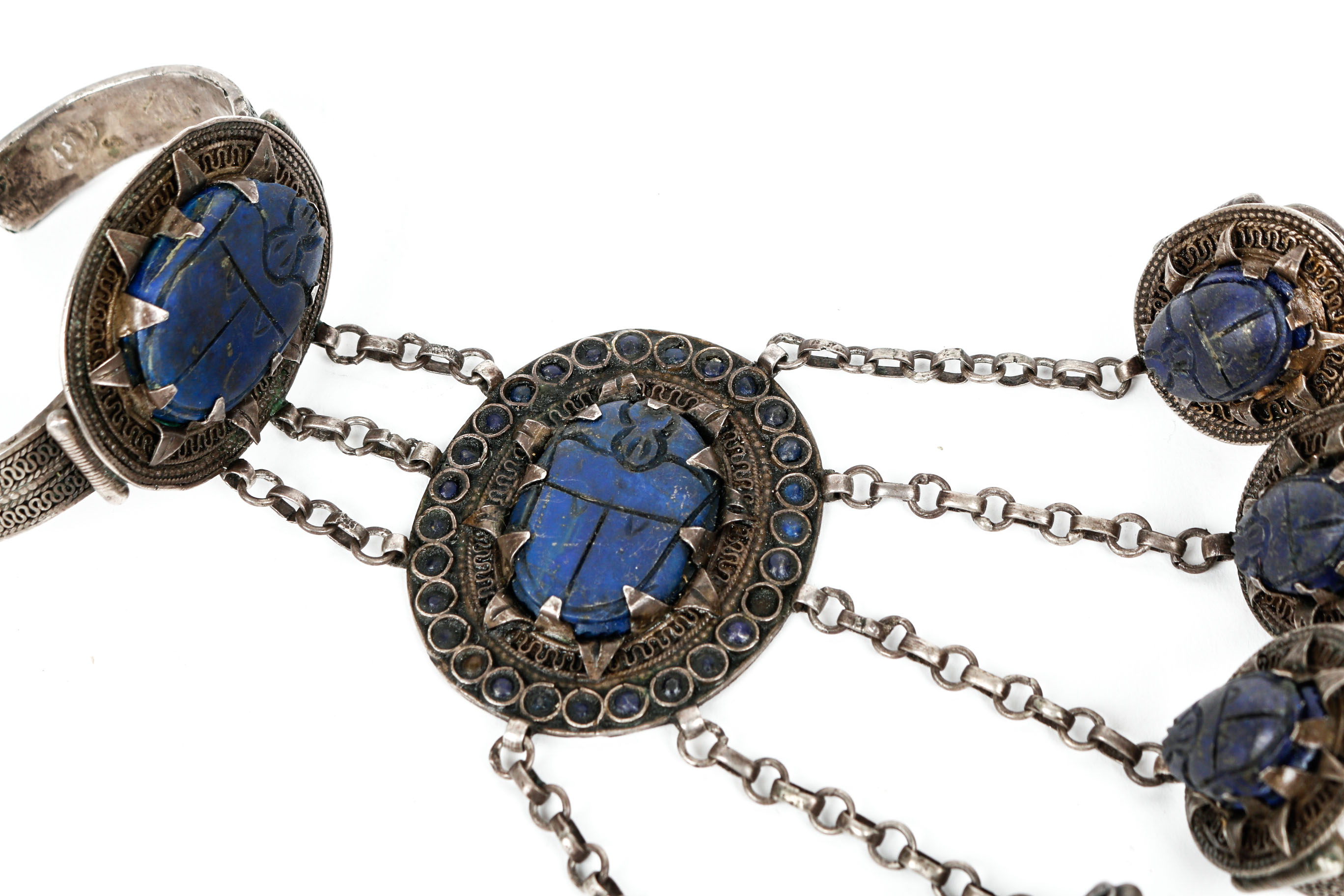 Sterling Silver and Lapis Lazuli  Handflower Bracelet