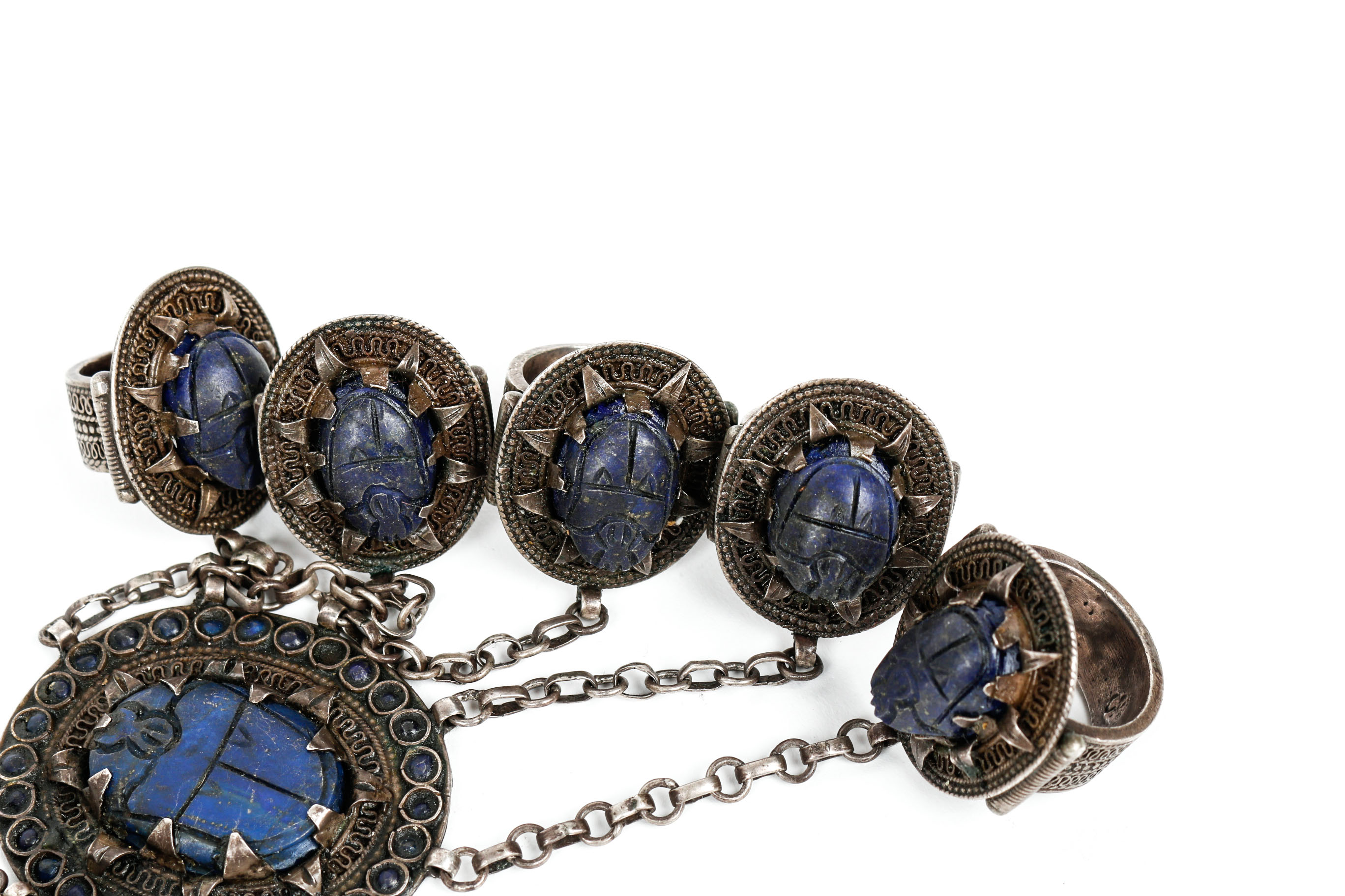 Sterling Silver and Lapis Lazuli  Handflower Bracelet