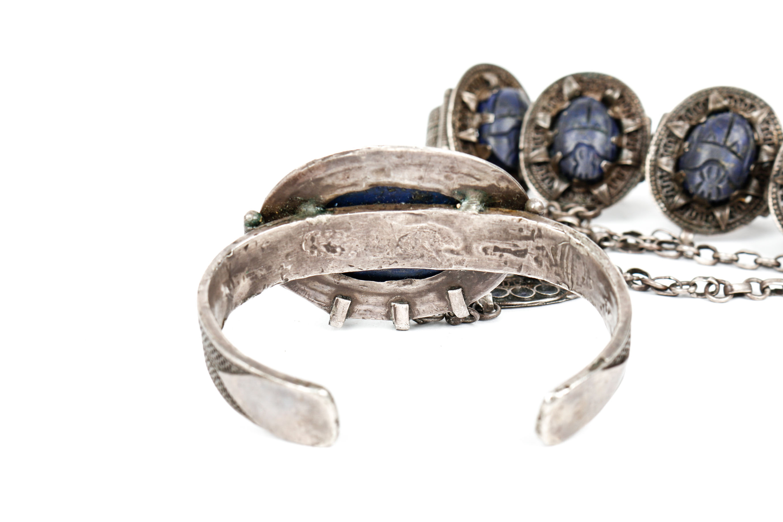 Sterling Silver and Lapis Lazuli  Handflower Bracelet