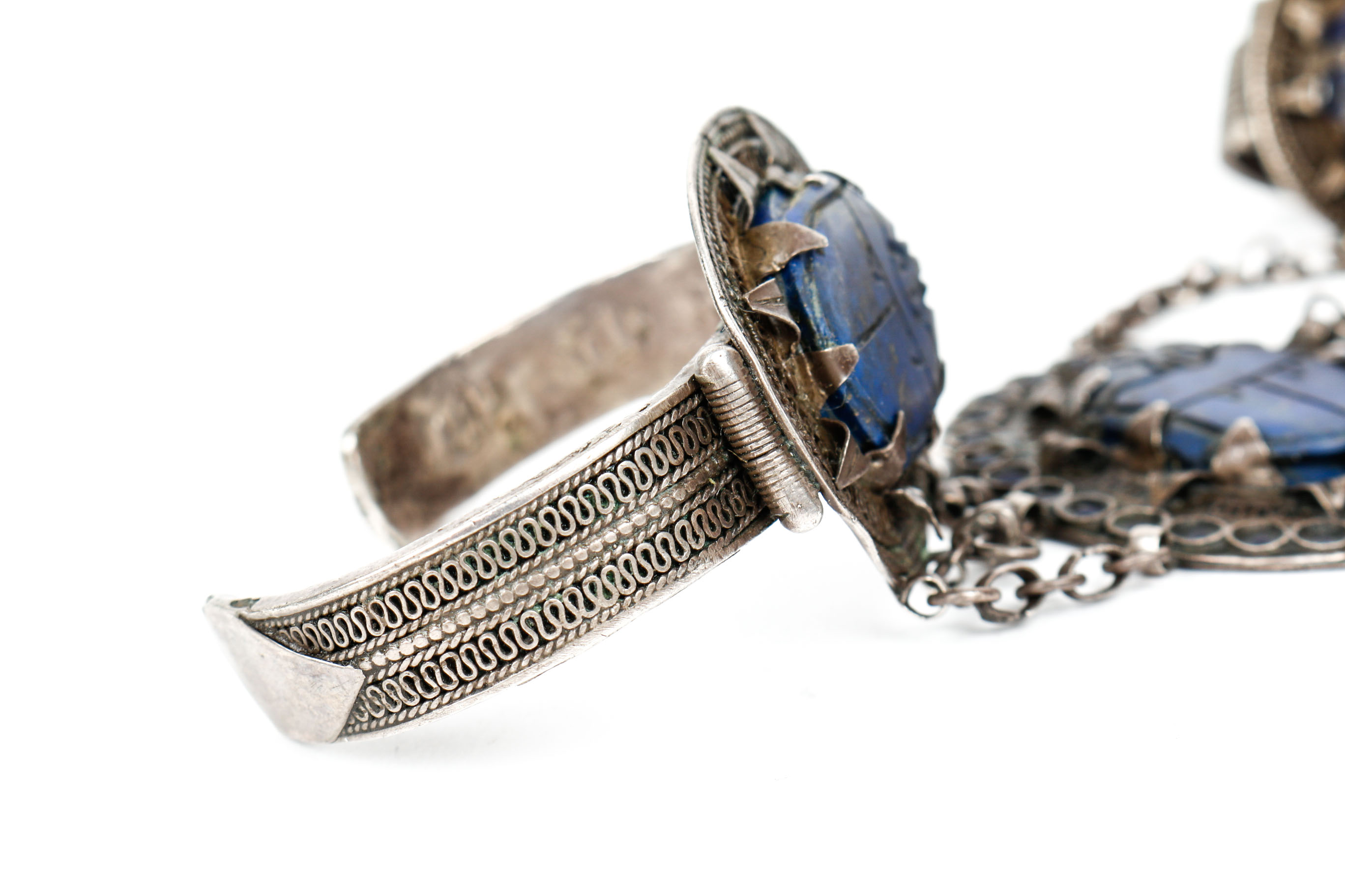 Sterling Silver and Lapis Lazuli  Handflower Bracelet