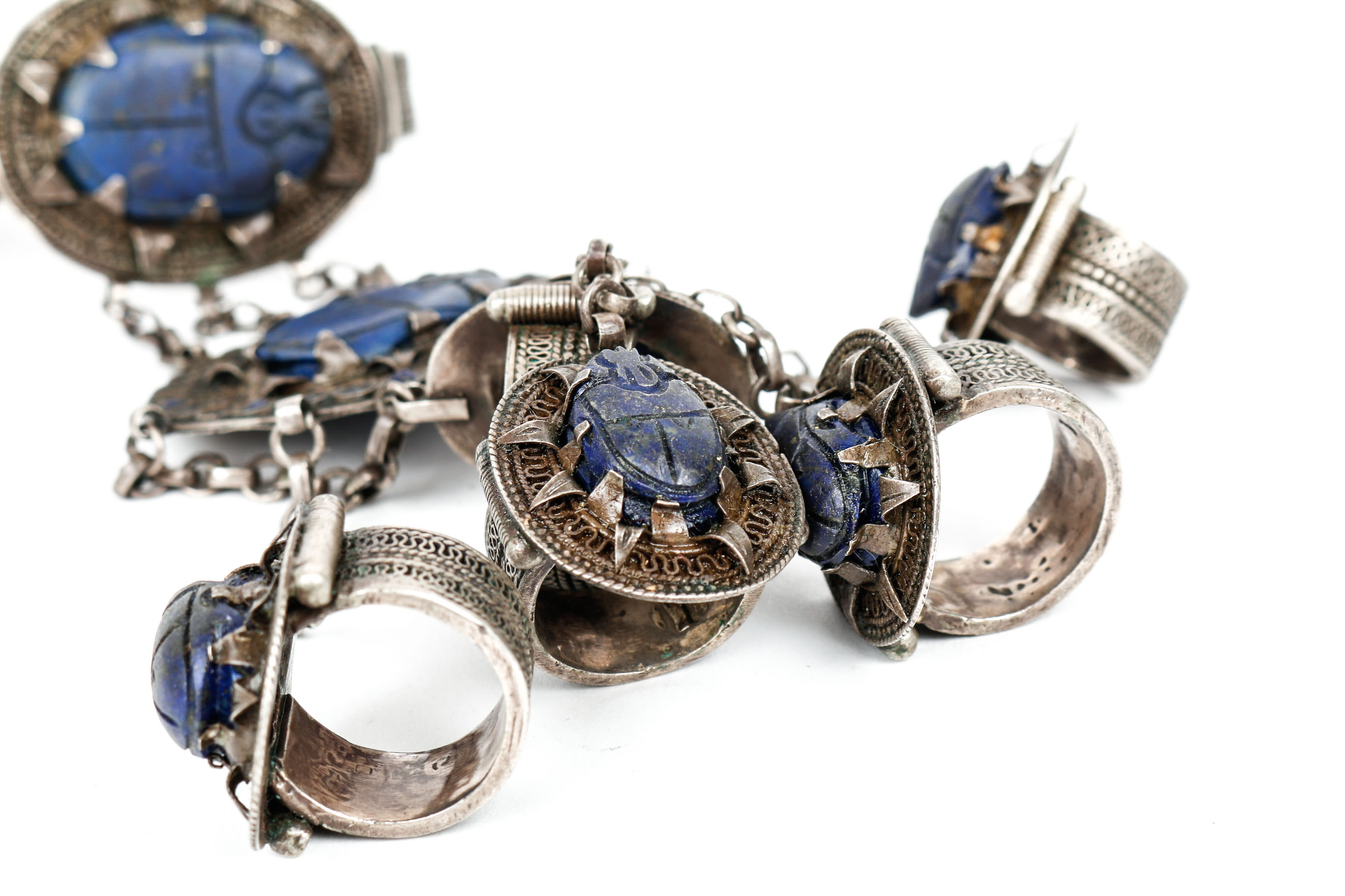 Sterling Silver and Lapis Lazuli  Handflower Bracelet