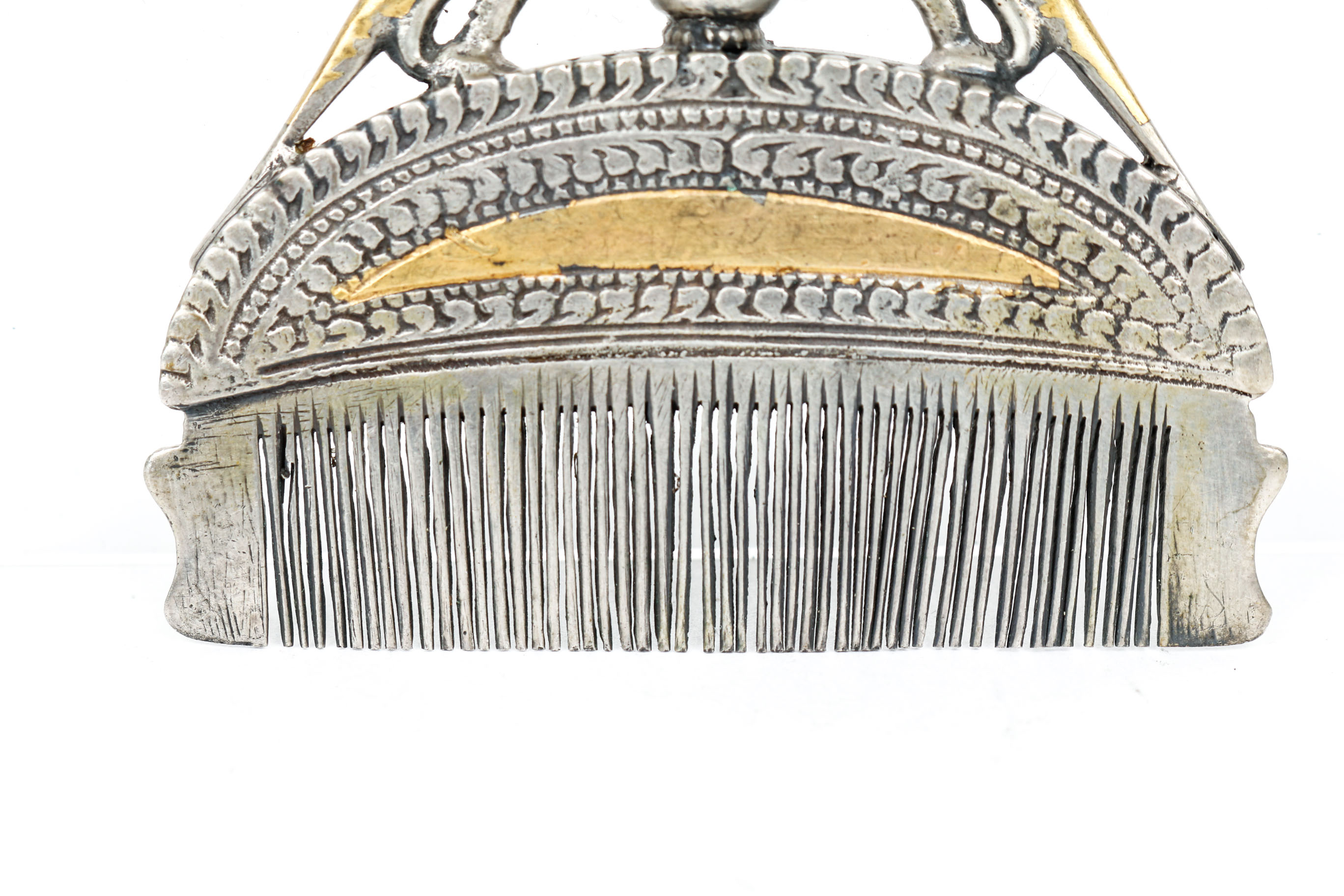 Sterling Silver and 10K Gold Inlaid Comb