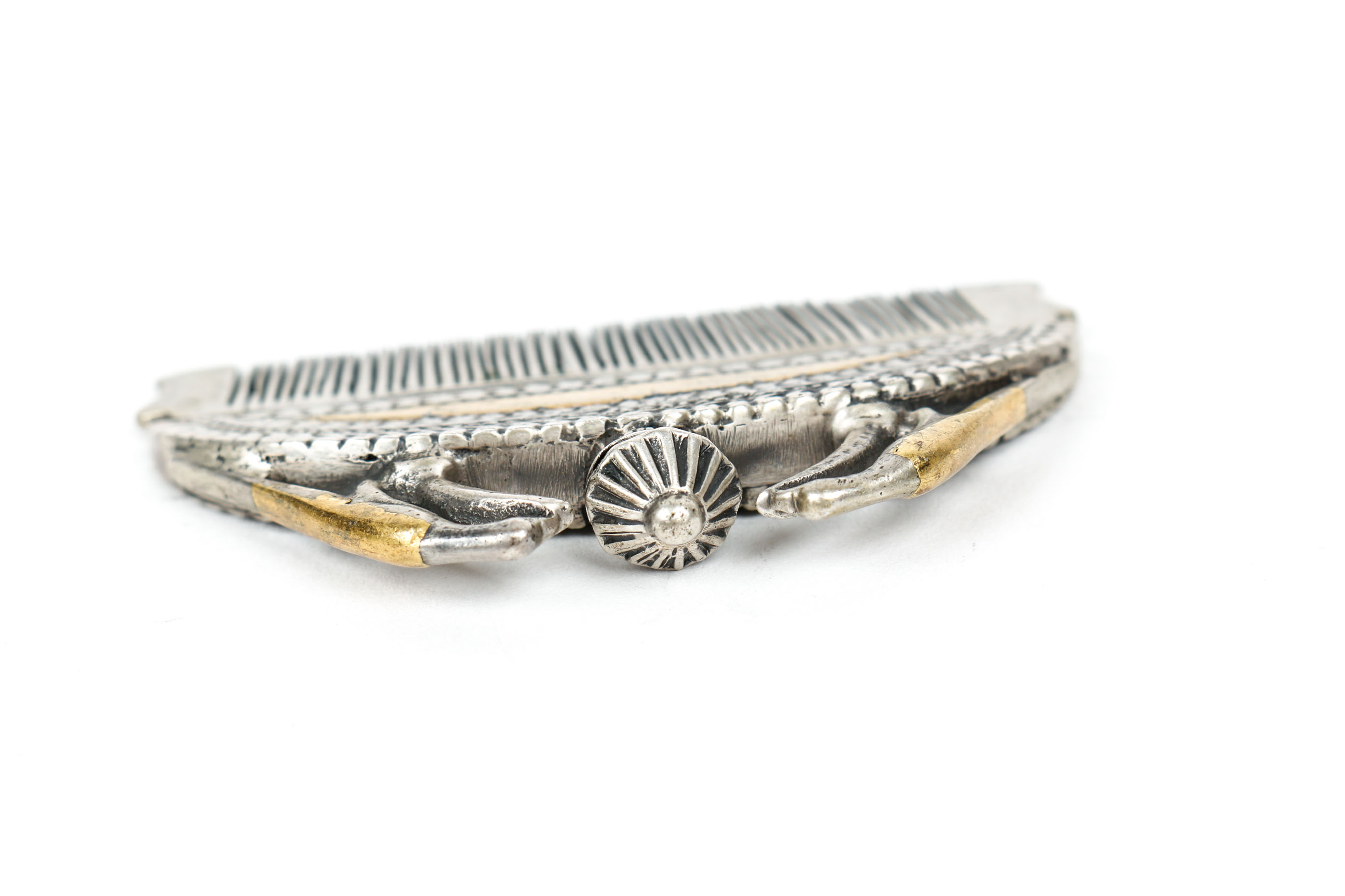 Sterling Silver and 10K Gold Inlaid Comb