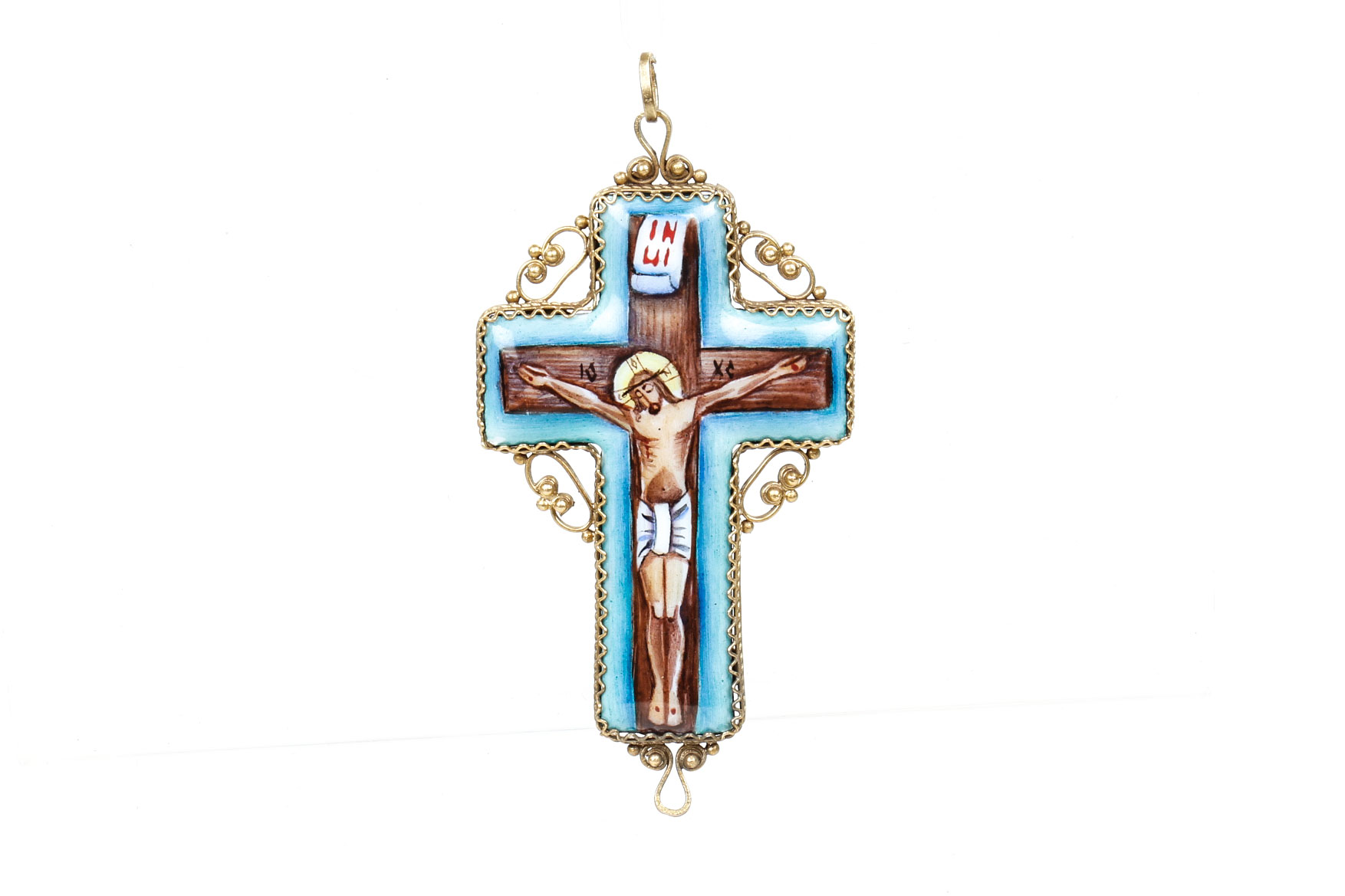 Russian Enamel Cross Pendant