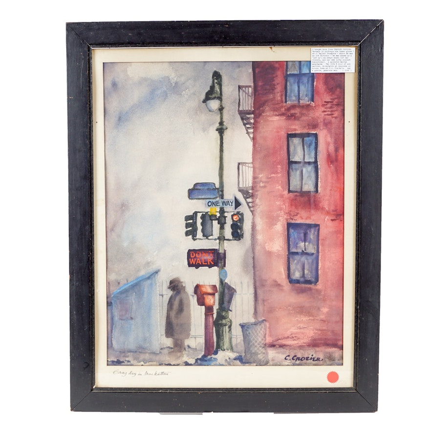 Charles Crozier Watercolor "Grey Day in Manhattan"