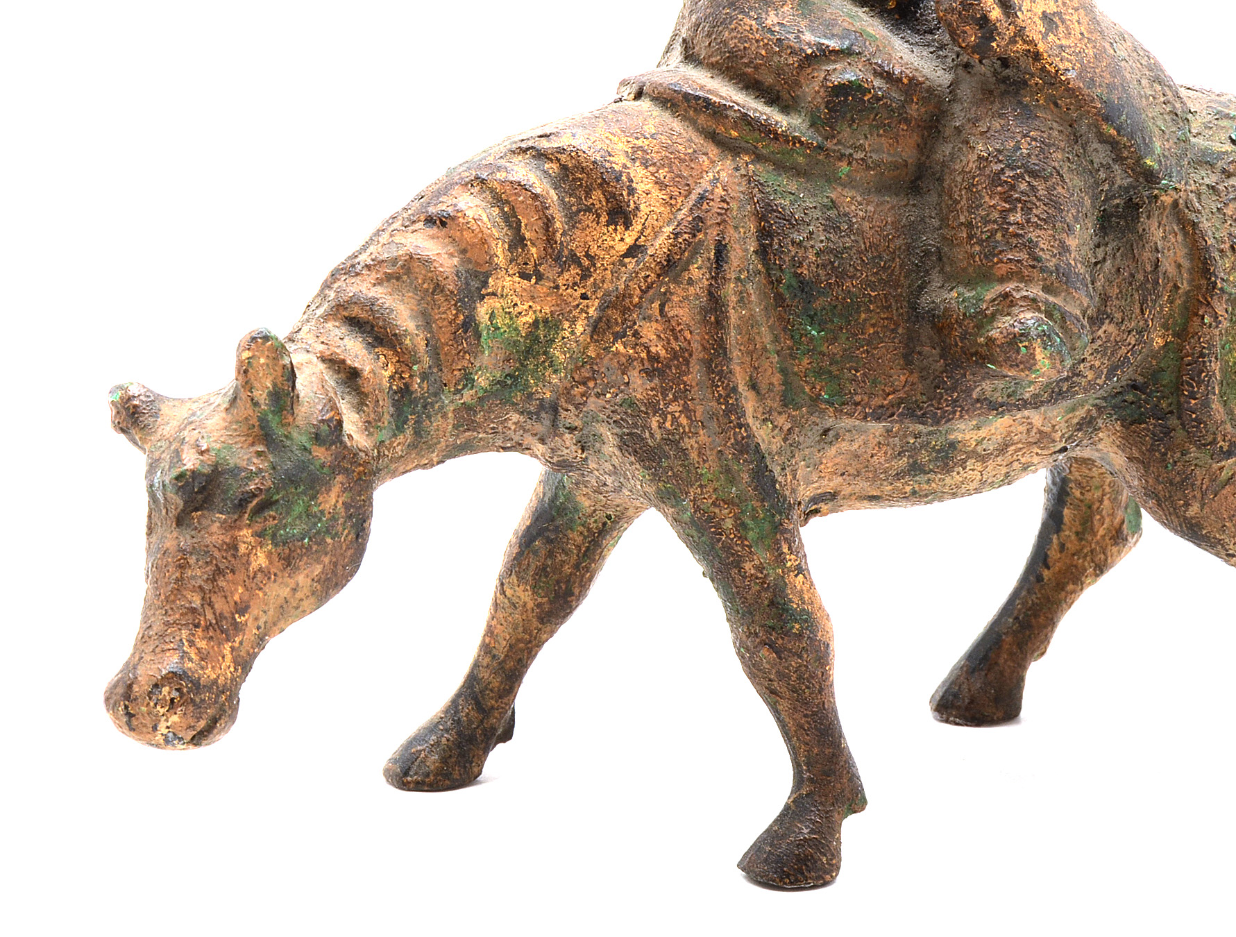 Chinese Vintage Cast Iron Man on Horseback