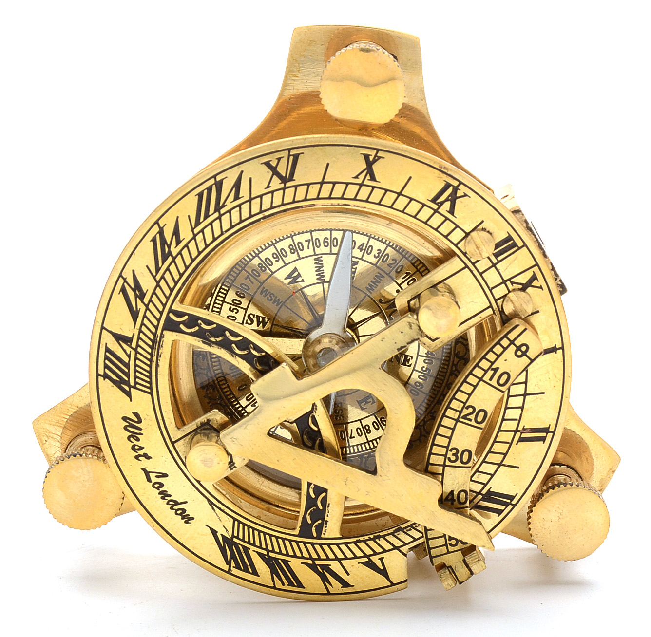 West London Brass Sundial Compass with Case