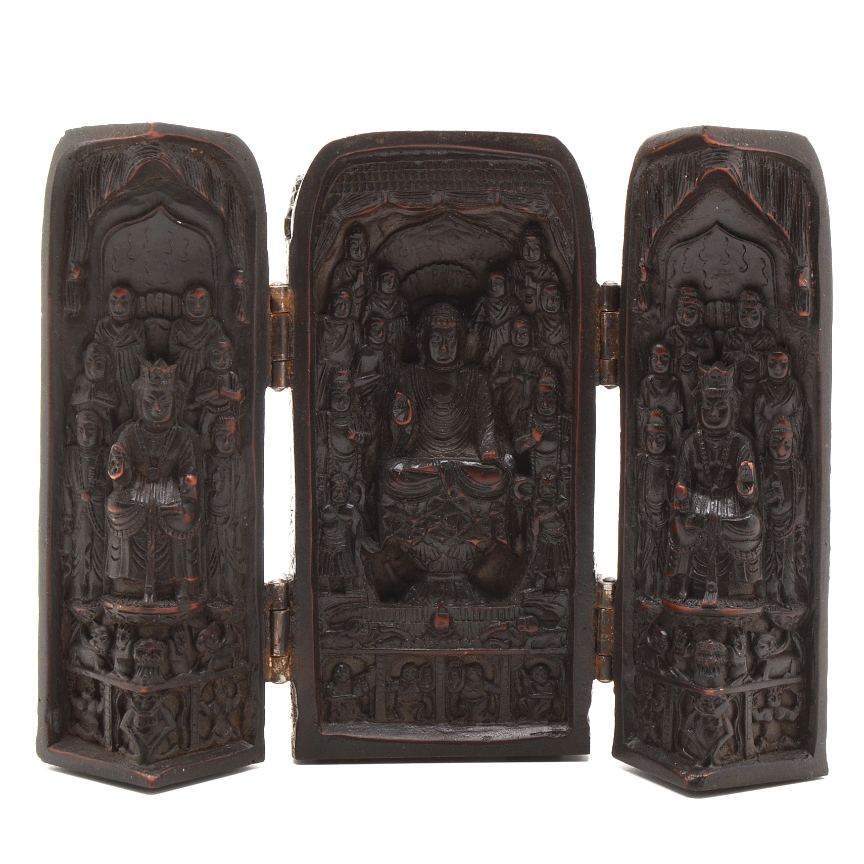 Chinese Carved Wood Buddhist Traveling Shrine