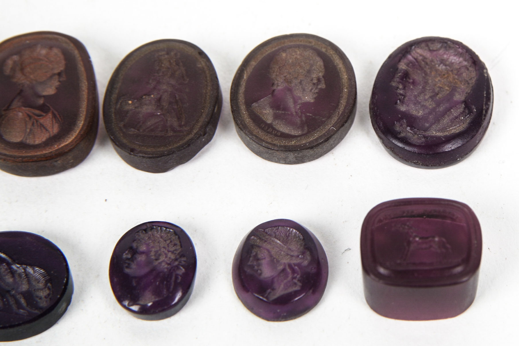 Antique Replicas of Ancient Seals and Amethyst Buddha Head