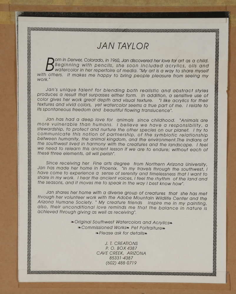 Jan Taylor Original Southwestern Watercolor Painting