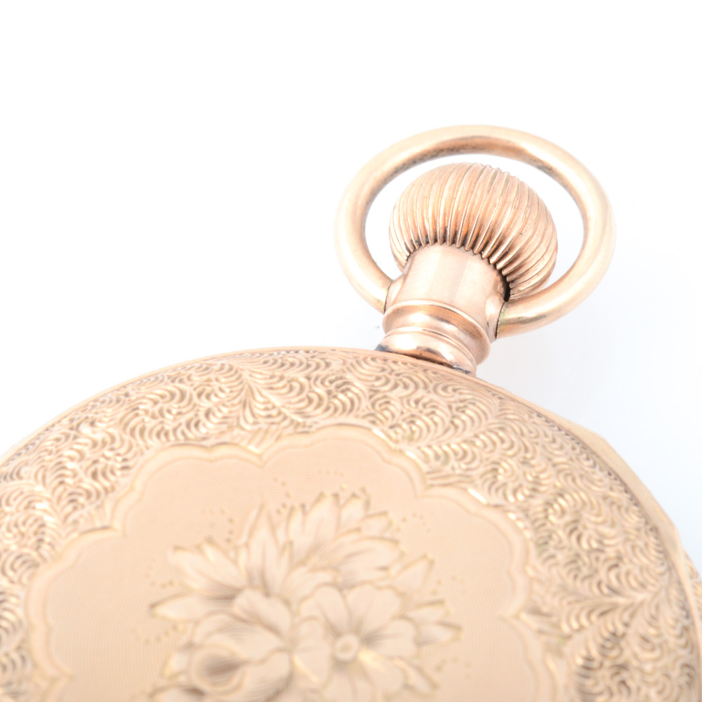 Antique Circa 1888 14K Yellow Gold Hampden Pocket Watch