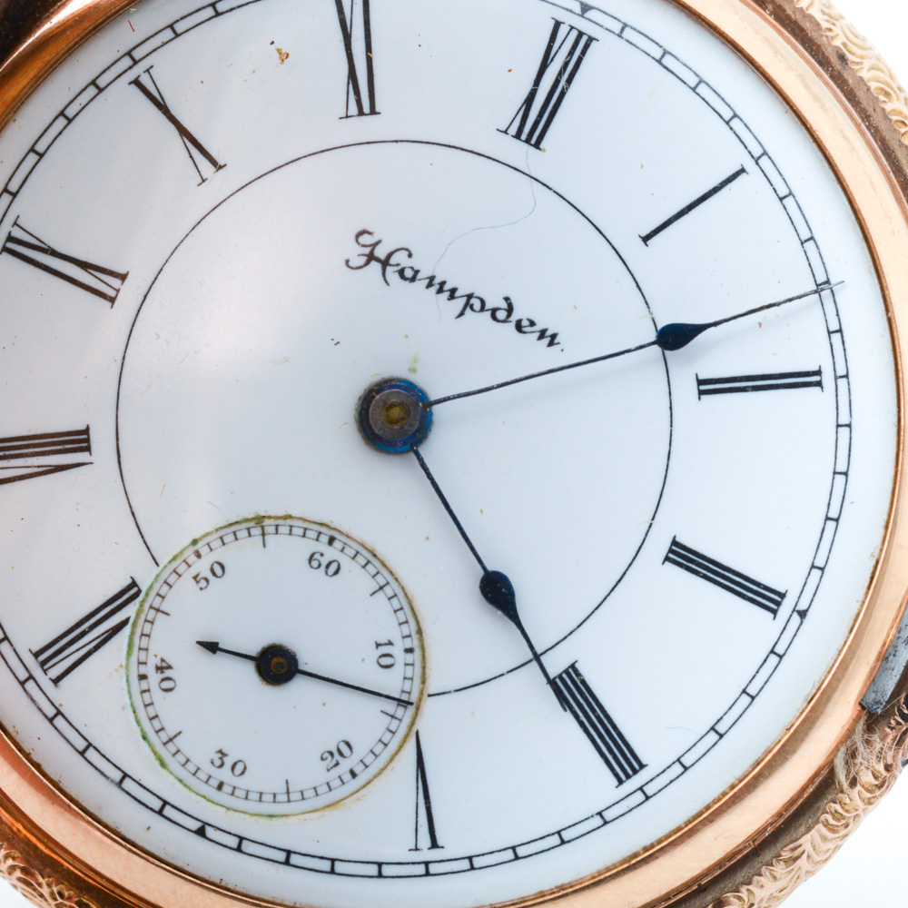 Antique Circa 1888 14K Yellow Gold Hampden Pocket Watch