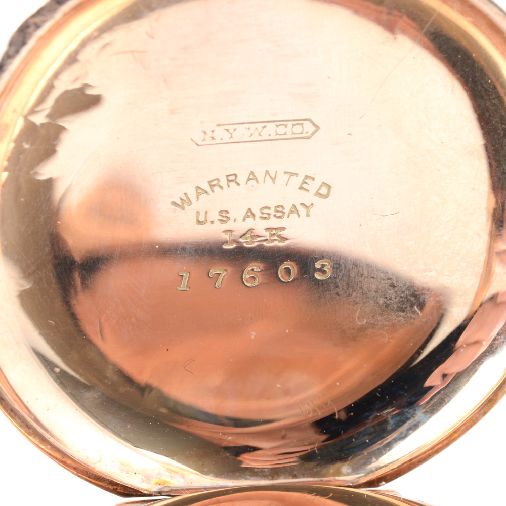 Antique Circa 1888 14K Yellow Gold Hampden Pocket Watch